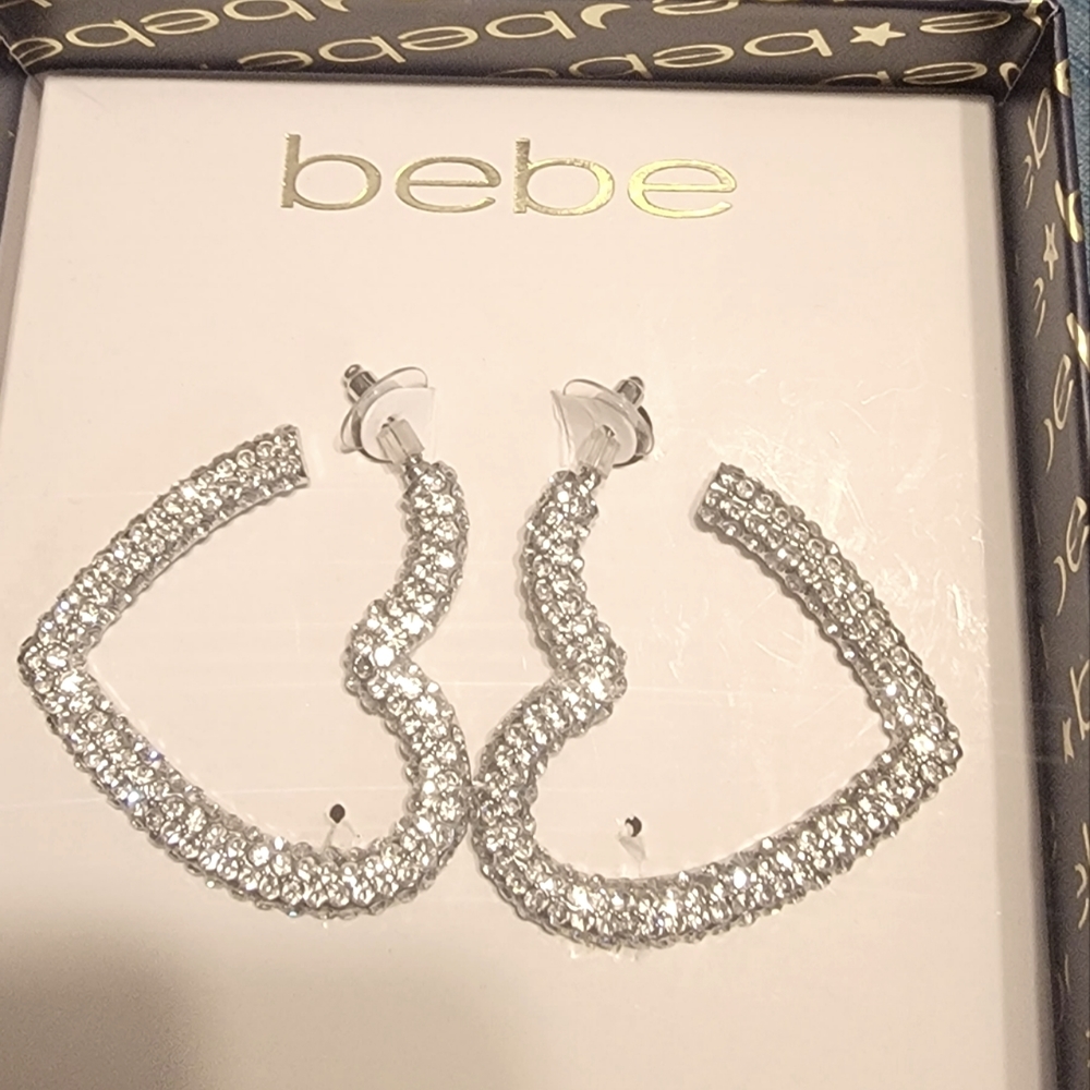 Bebe heart crystal earrings